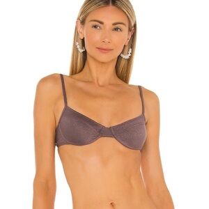 NWT NEW Lspace Missy Shimmery Purple Pebble Bikini Top Medium M